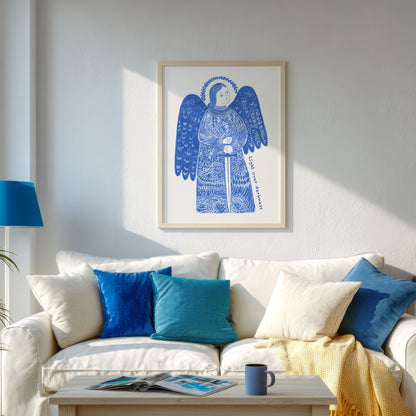 St Michael the Archangel Art Print - Blue interior mockup 02 - p_13_am_0000_Layer 7