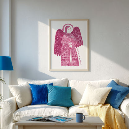 St Michael the Archangel Art Print - Pink interior mockup 04 - p_13_am_0003_Layer 4