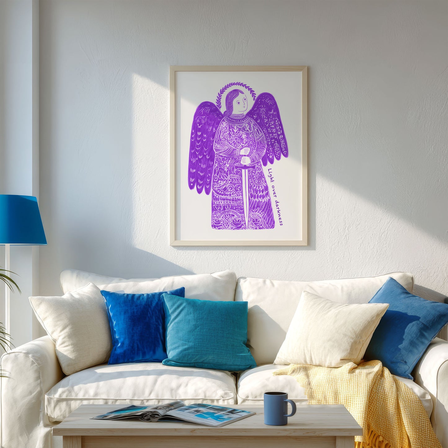 St Michael the Archangel Art Print - Purple interior mockup 03 - p_13_am_0004_Layer 3