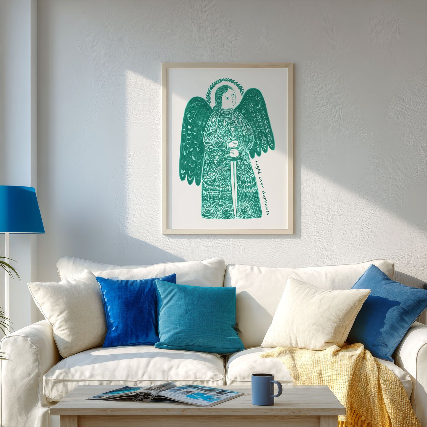 St Michael the Archangel Art Print - Teal interior mockup 03 - p_13_am_0006_Layer 1