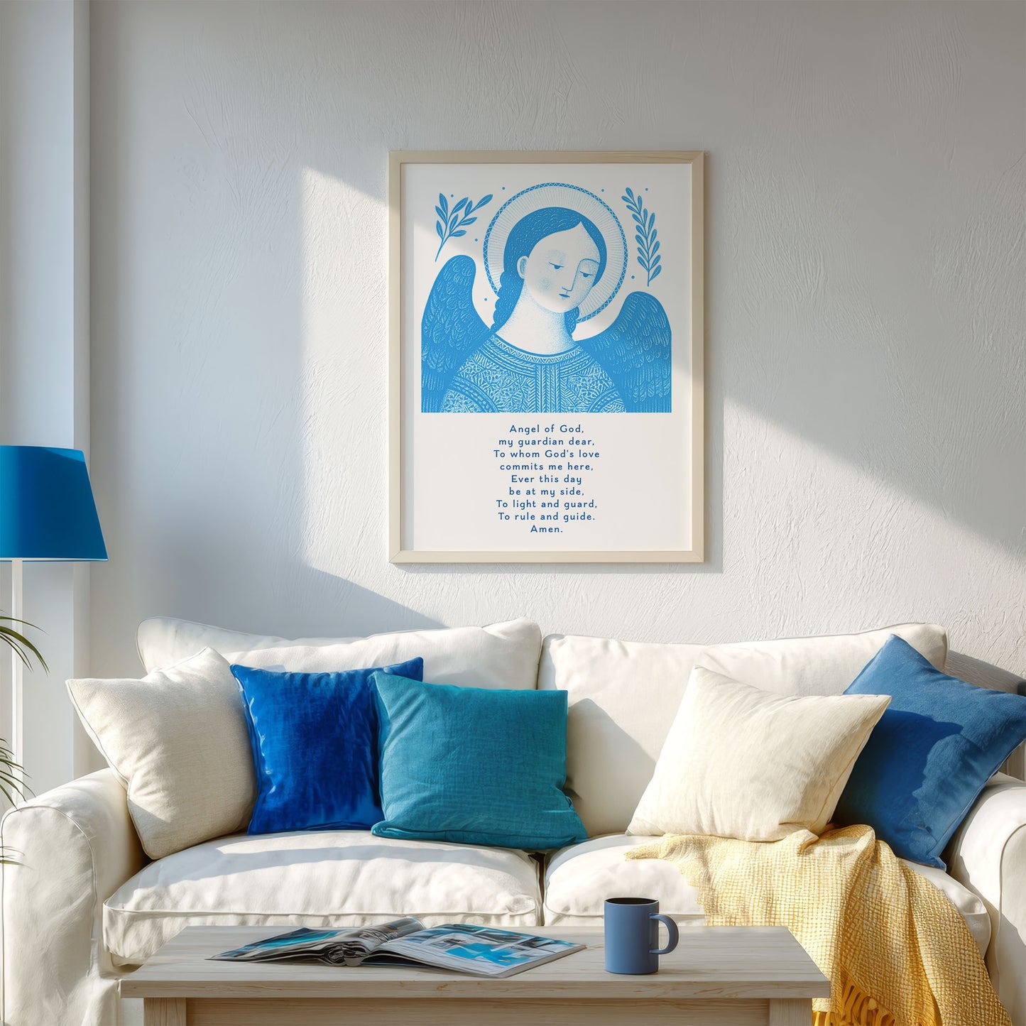 Guardian Angel for Boys Art Print - Deep Blue interior mockup 02 - p_13_boy_0001_Layer 6