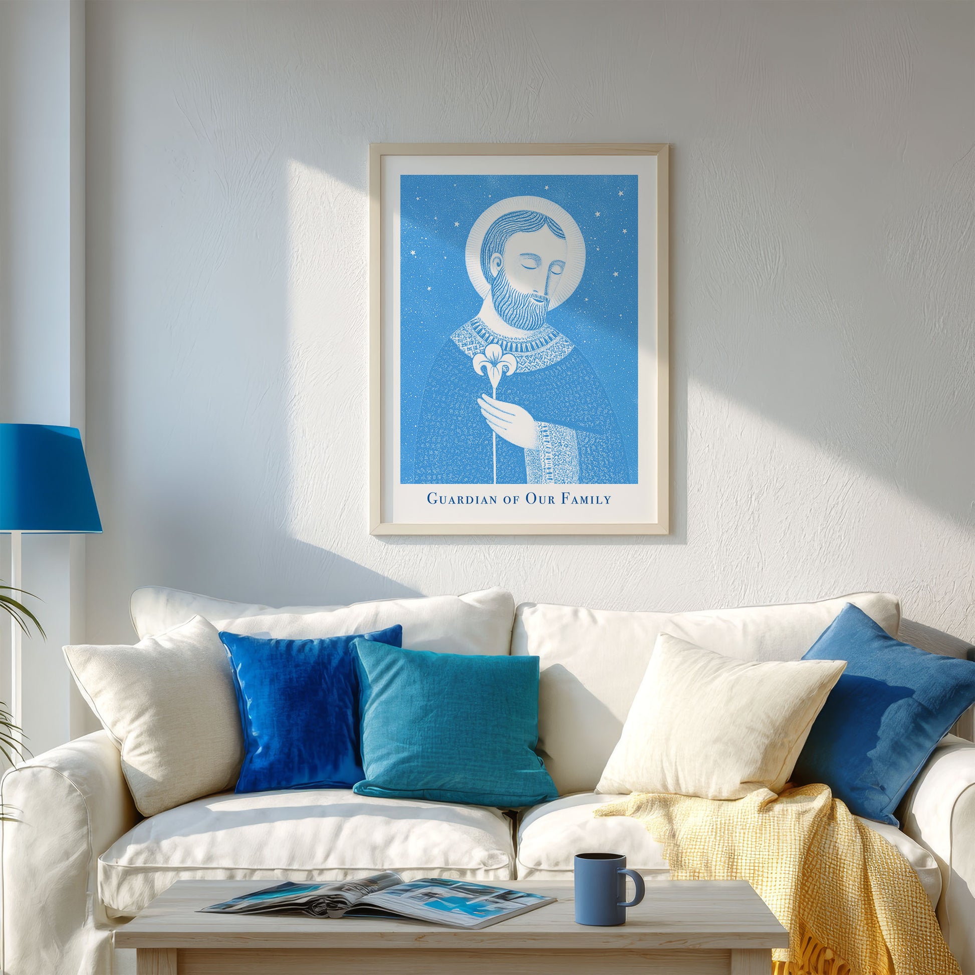 St Joseph Art Print - Deep Blue interior mockup 02 - p_13_jos_0004_Layer 3