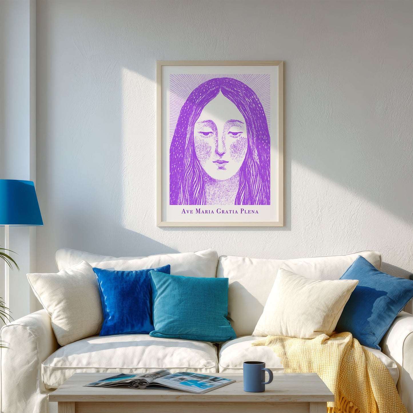 Virgin Mary Art Print - Purple interior mockup 03 - p_13_maria_0004_Layer 3