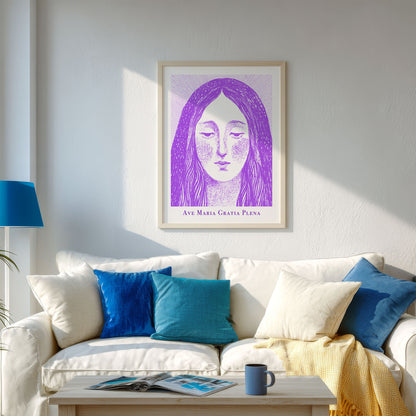 Virgin Mary Art Print - Purple interior mockup 03 - p_13_maria_0004_Layer 3