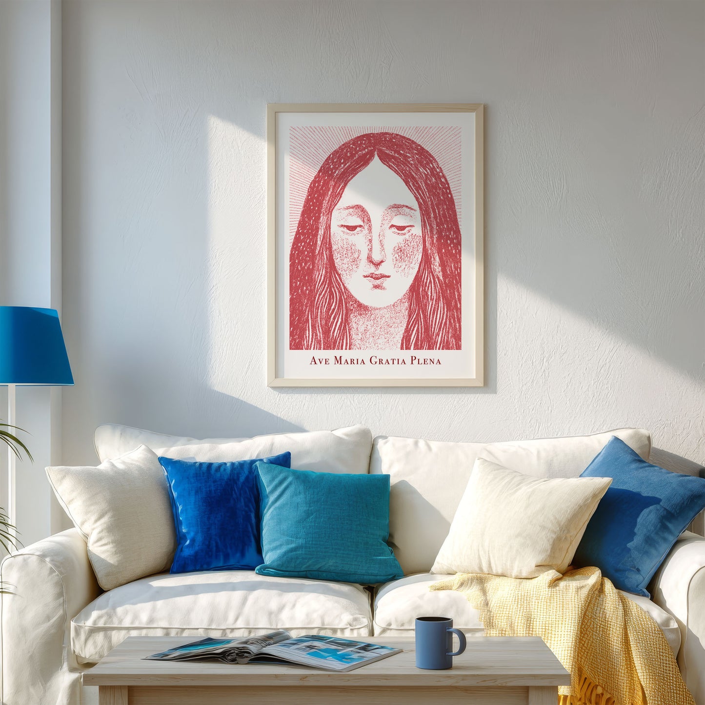 Virgin Mary Art Print - Red interior mockup 04 - p_13_maria_0005_Layer 2