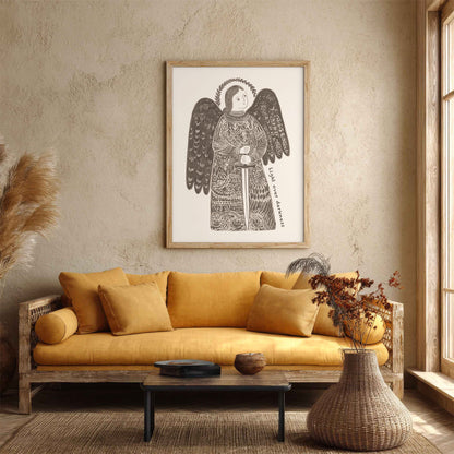 St Michael the Archangel Art Print - Brown interior mockup 02 - p_14_am_0001_Layer 4