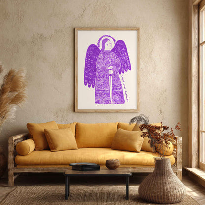 St Michael the Archangel Art Print - Purple interior mockup 04 - p_14_am_0002_Layer 3