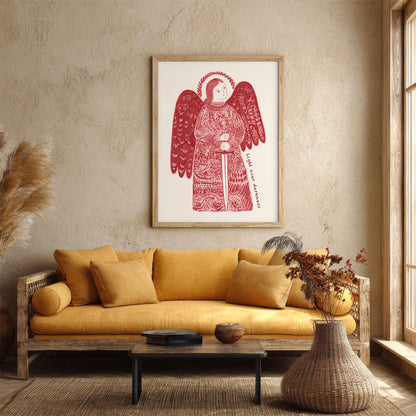St Michael the Archangel Art Print - Red interior mockup 05 - p_14_am_0003_Layer 2