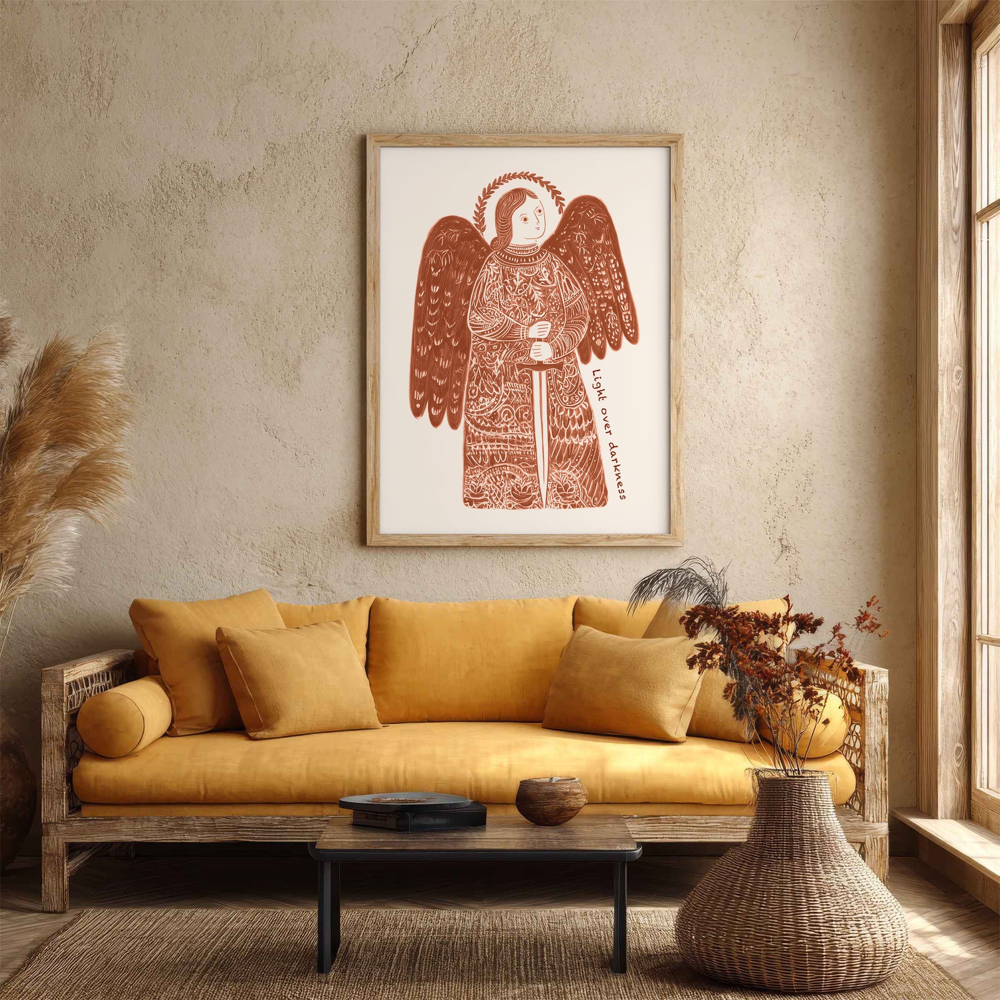 St Michael the Archangel Art Print - Terracotta interior mockup 04 - p_14_am_0004_Layer 1