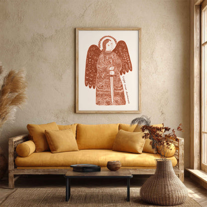 St Michael the Archangel Art Print - Terracotta interior mockup 04 - p_14_am_0004_Layer 1