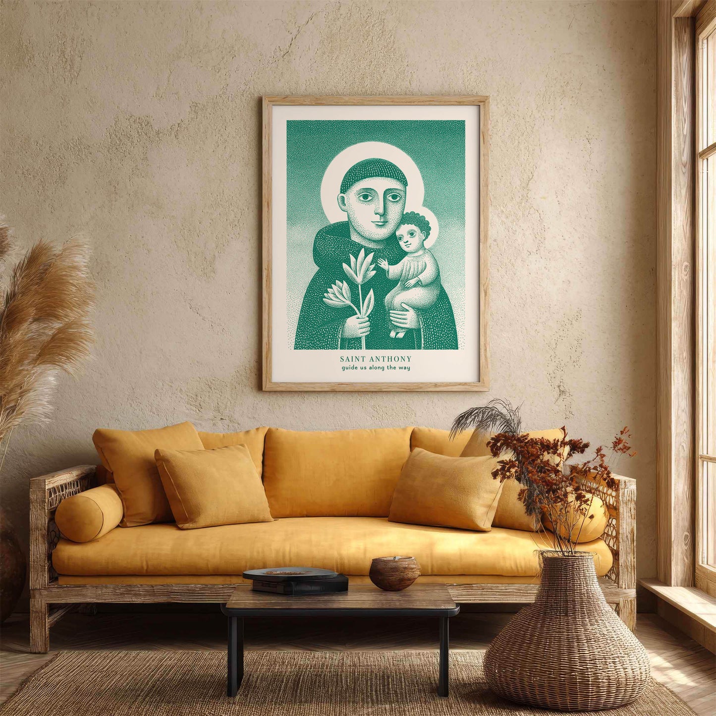 St Anthony Art Print - Teal interior mockup 01 - p_14_autumn_couch_0008_Layer 9