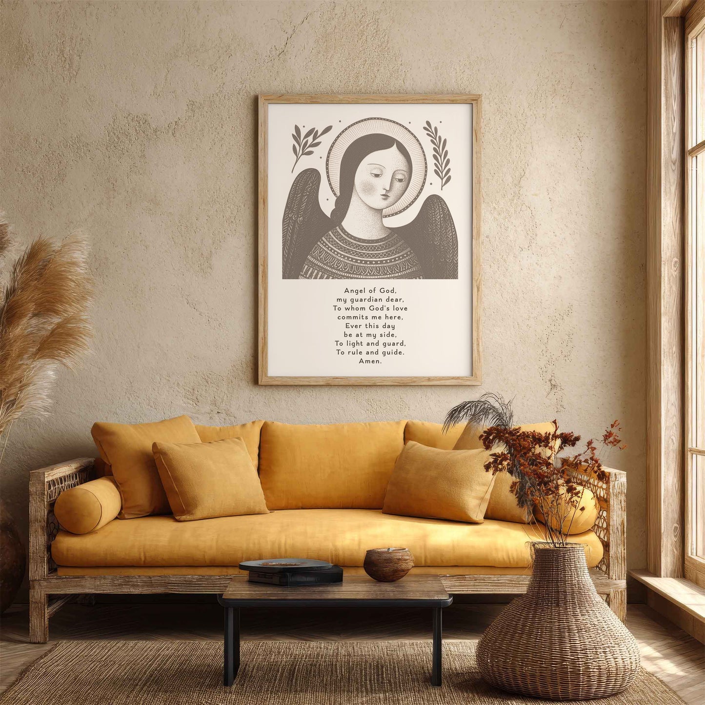 Guardian Angel for Girls Art Print - Brown interior mockup 02 - p_14_girl_0001_Layer 4