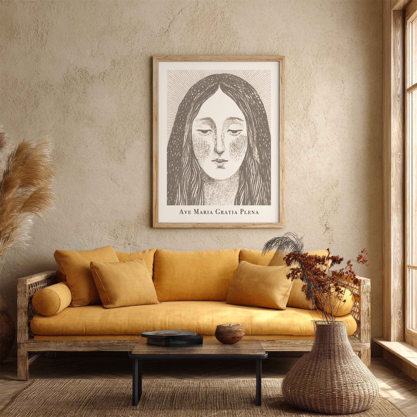 Virgin Mary Art Print - Brown interior mockup 02 - p_14_maria_0001_Layer 4