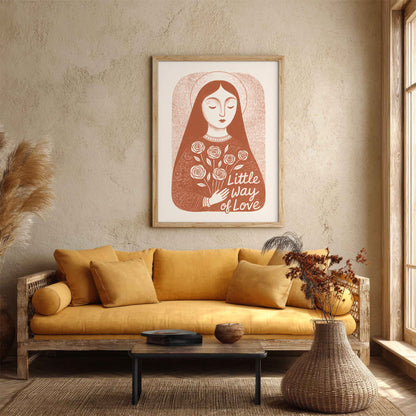 St Therese of Lisieux Art Print - Terracotta interior mockup 04 - p_14_ter_0000_Layer 5