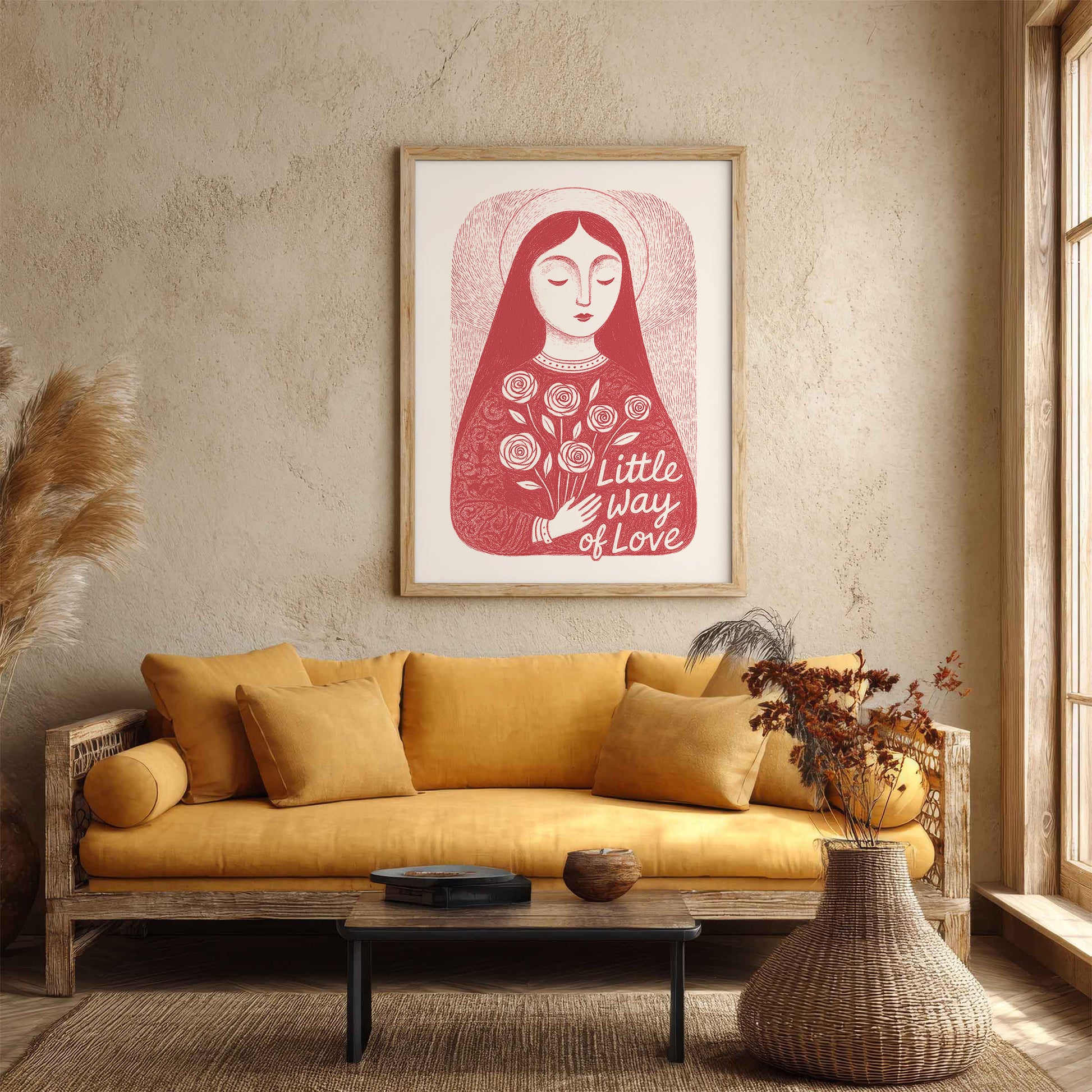 St Therese of Lisieux Art Print - Red interior mockup 05 - p_14_ter_0002_Layer 3