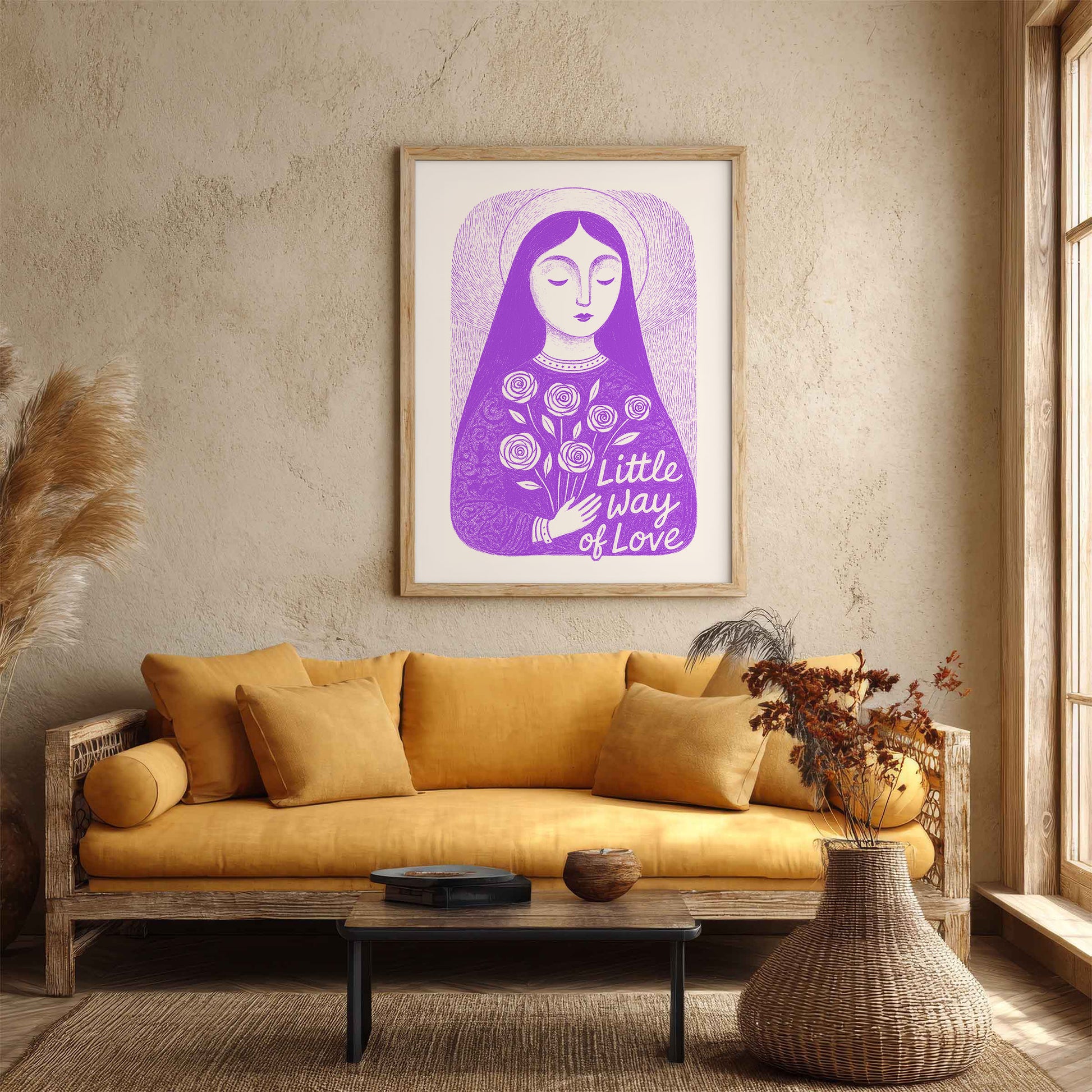 St Therese of Lisieux Art Print - Purple interior mockup 04 - p_14_ter_0003_Layer 2