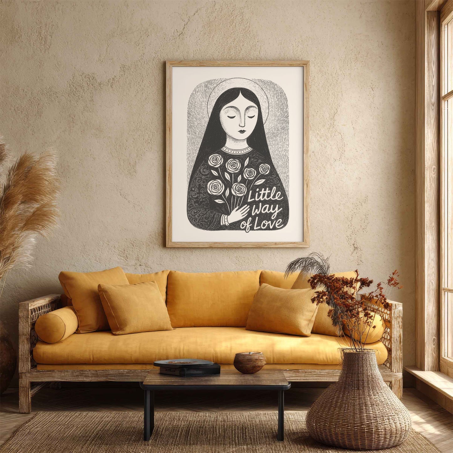St Therese of Lisieux Art Print - Black interior mockup 02 - p_14_ter_0004_Layer 1