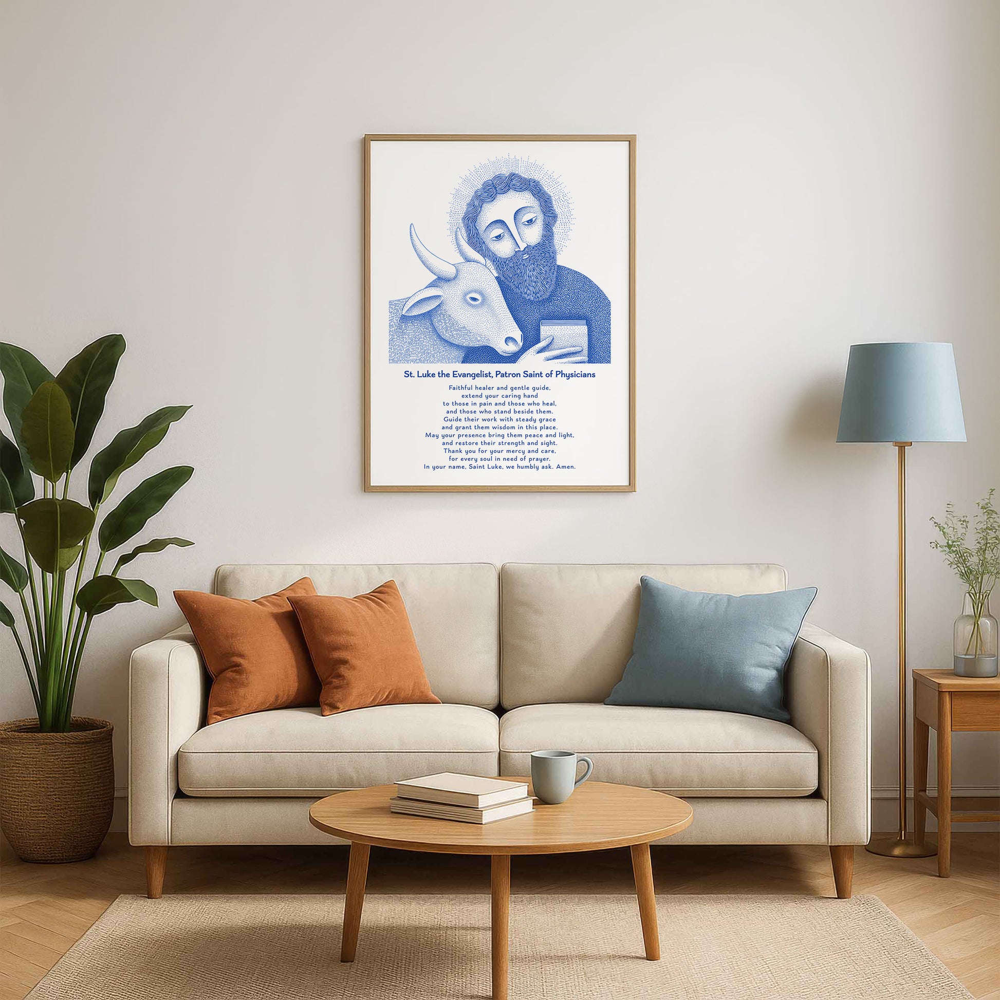 St Luke Art Print - Blue interior mockup 01 - p_15__blue_lamp_0002_Layer 3
