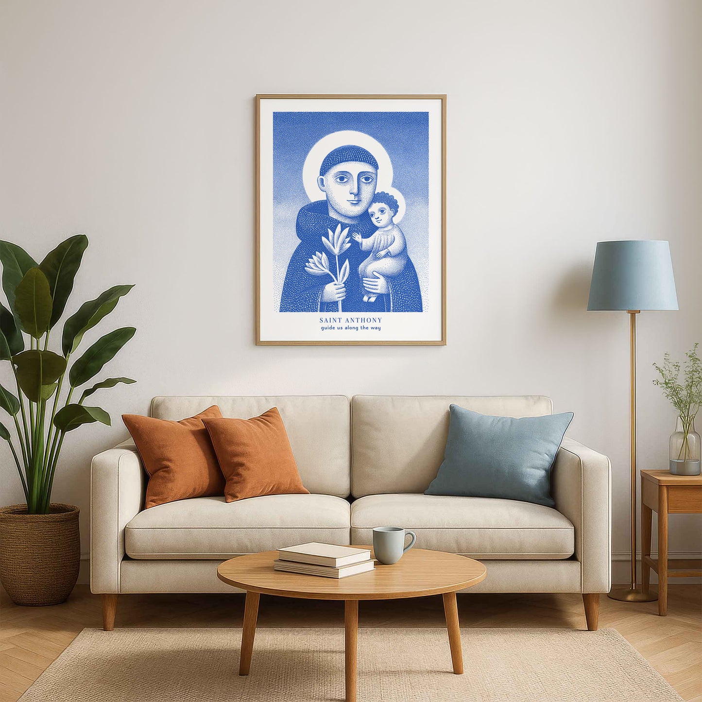 St Anthony Art Print - Blue interior mockup 01 - p_15__blue_lamp_0005_Layer 6