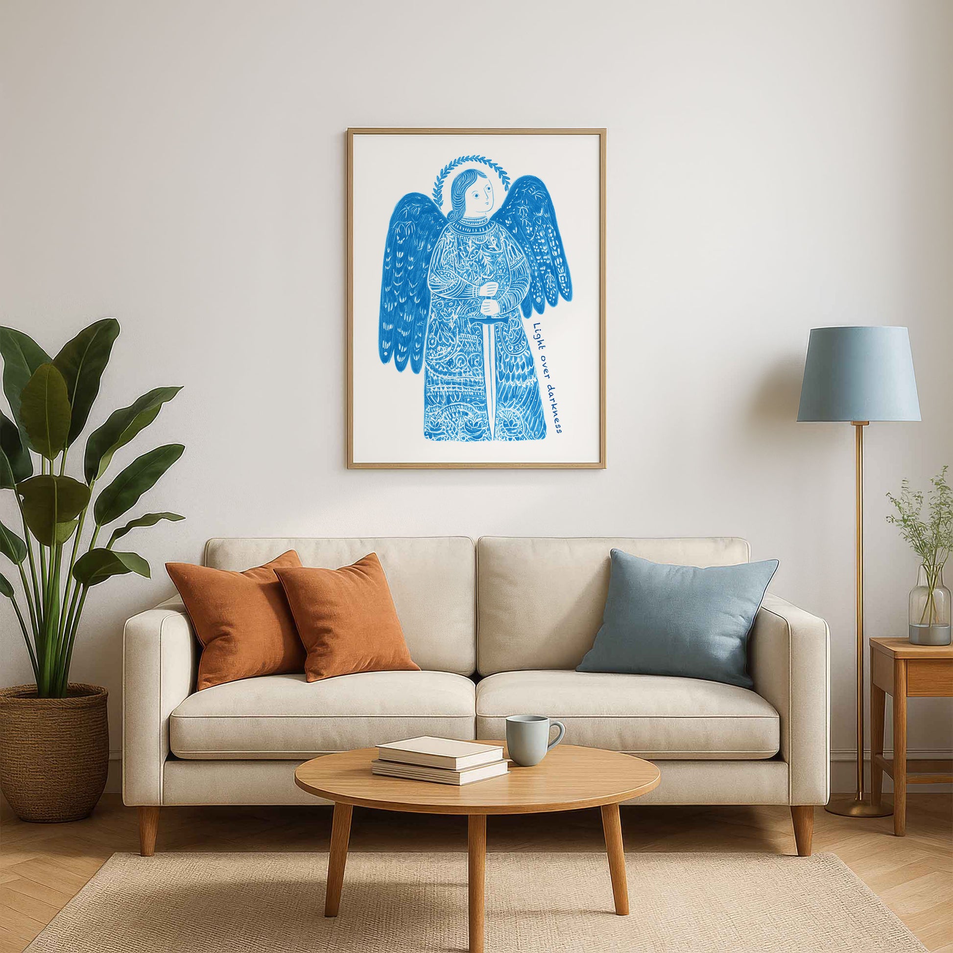 St Michael the Archangel Art Print - Deep Blue interior mockup 03 - p_15_am_0000_Layer 3