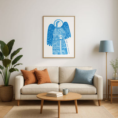 St Michael the Archangel Art Print - Deep Blue interior mockup 03 - p_15_am_0000_Layer 3