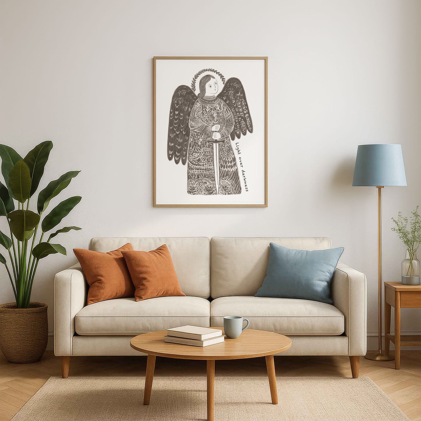 St Michael the Archangel Art Print - Brown interior mockup 03 - p_15_am_0001_Layer 2