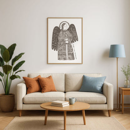 St Michael the Archangel Art Print - Brown interior mockup 03 - p_15_am_0001_Layer 2