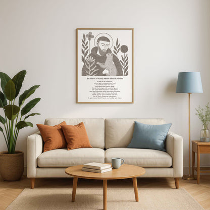 St Francis with Cat Art Print - Brown interior mockup 04 - p_15_franc_cat_0001_Layer 2