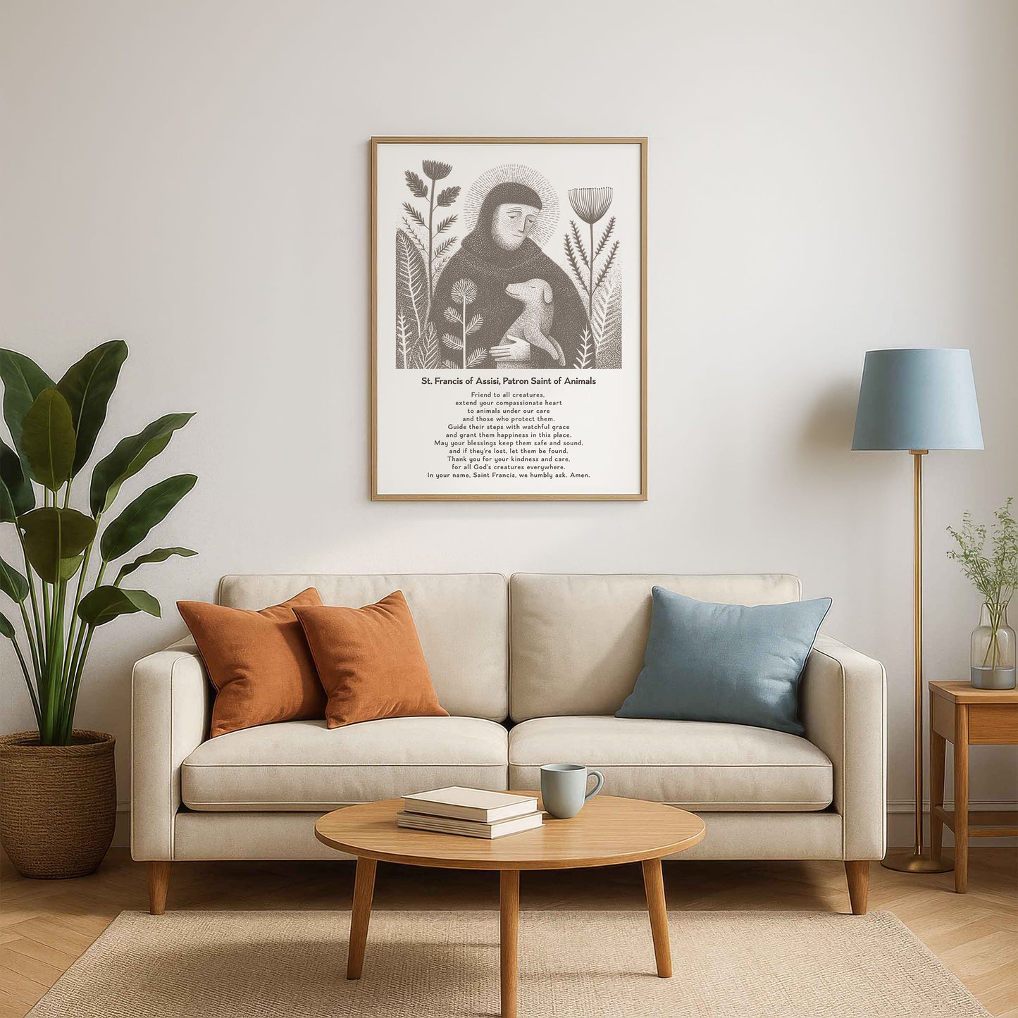 St Francis with Dog Art Print - Brown interior mockup 04 - p_15_franc_dog_0001_Layer 2