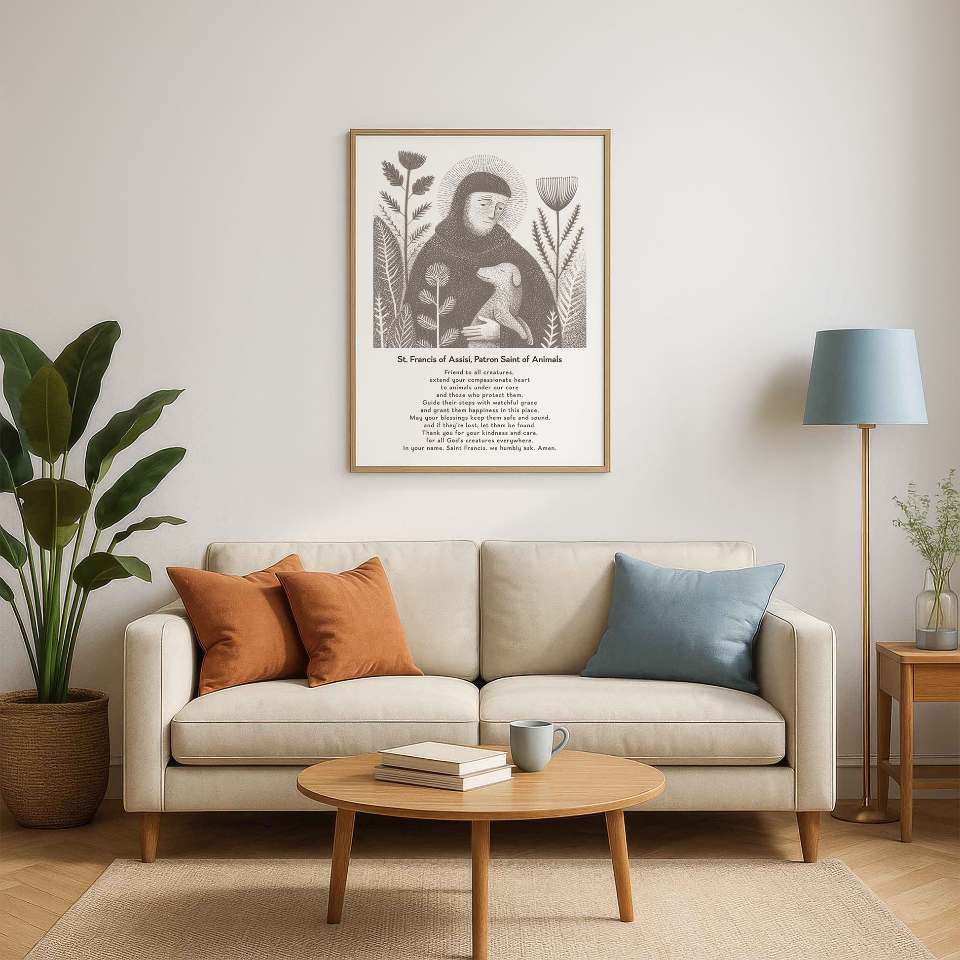 St Francis with Dog Art Print - Brown interior mockup 04 - p_15_franc_dog_0001_Layer 2
