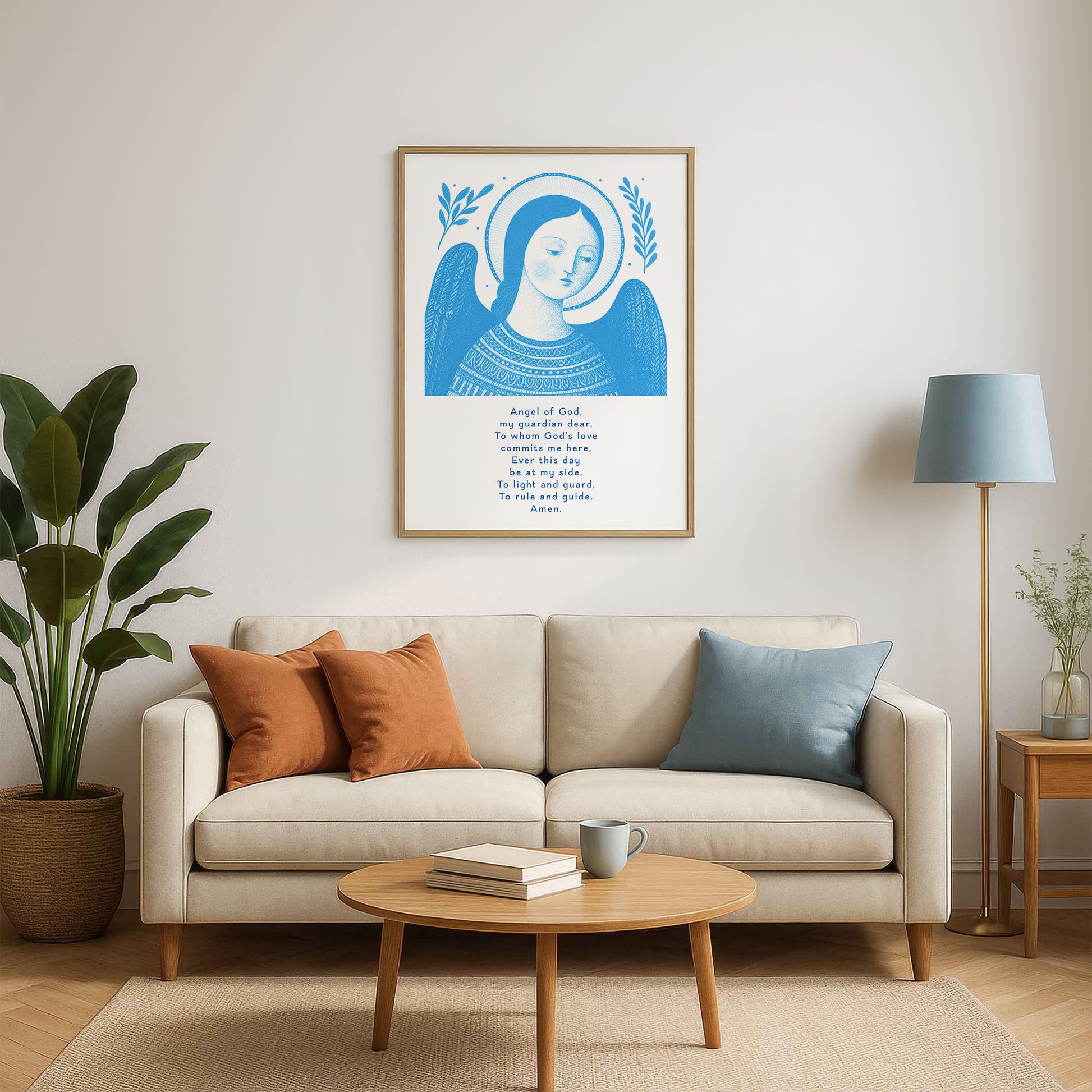 Guardian Angel for Girls Art Print - Deep Blue interior mockup 03 - p_15_girl_0000_Layer 3
