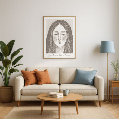 Virgin Mary Art Print - Brown interior mockup 03 - p_15_maria_0001_Layer 2