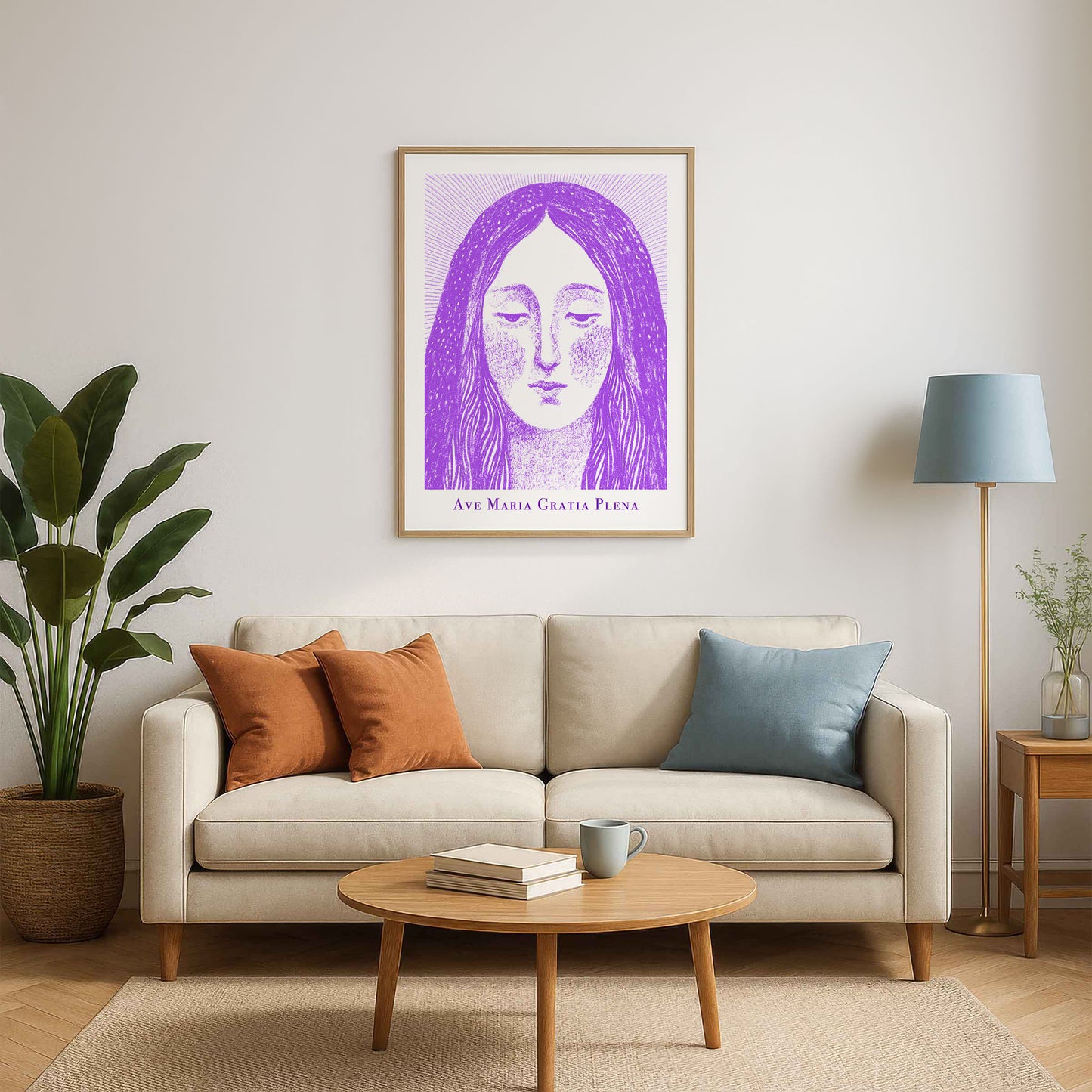 Virgin Mary Art Print - Purple interior mockup 05 - p_15_maria_0002_Layer 1