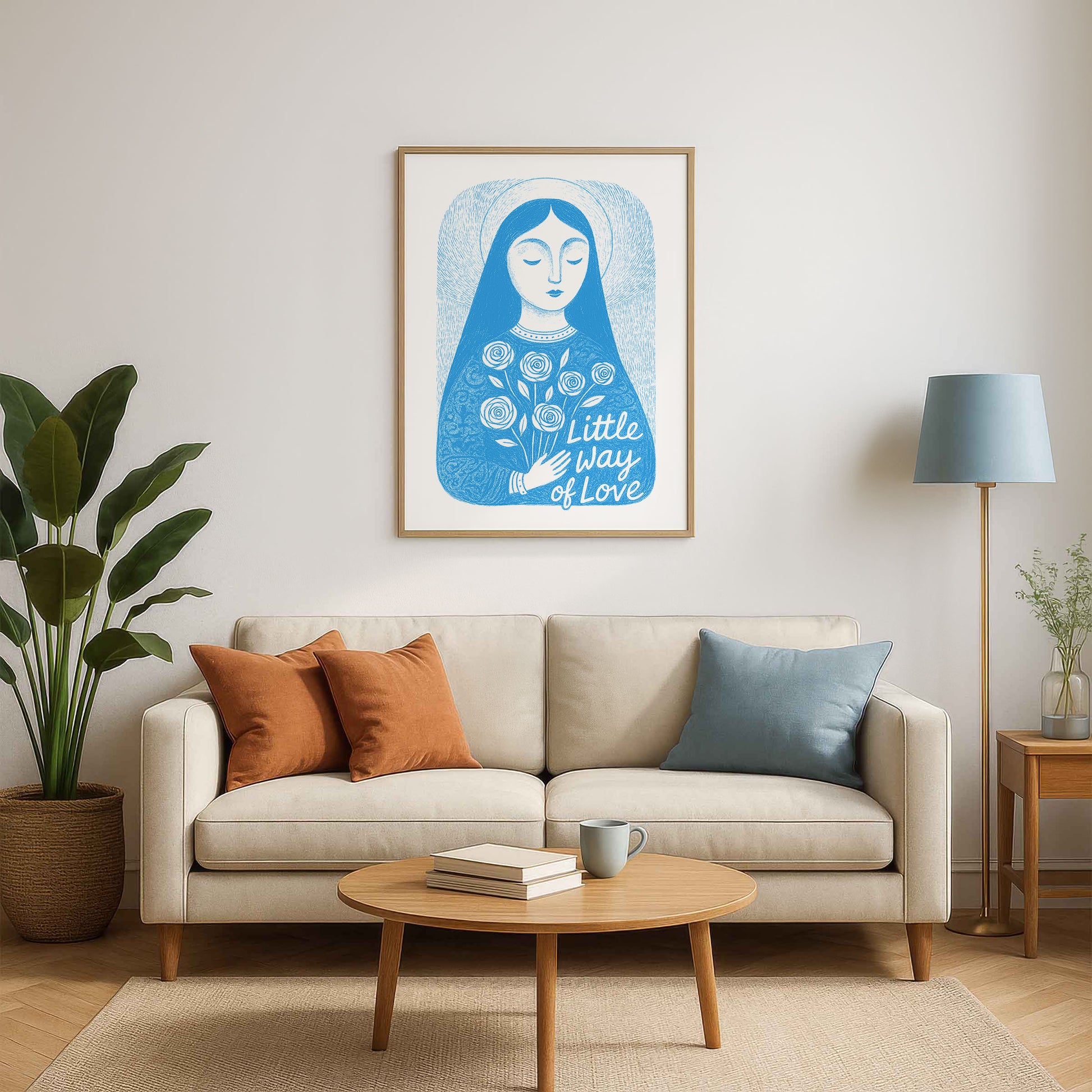 St Therese of Lisieux Art Print - Deep Blue interior mockup 03 - p_15_ter_0001_Layer 2