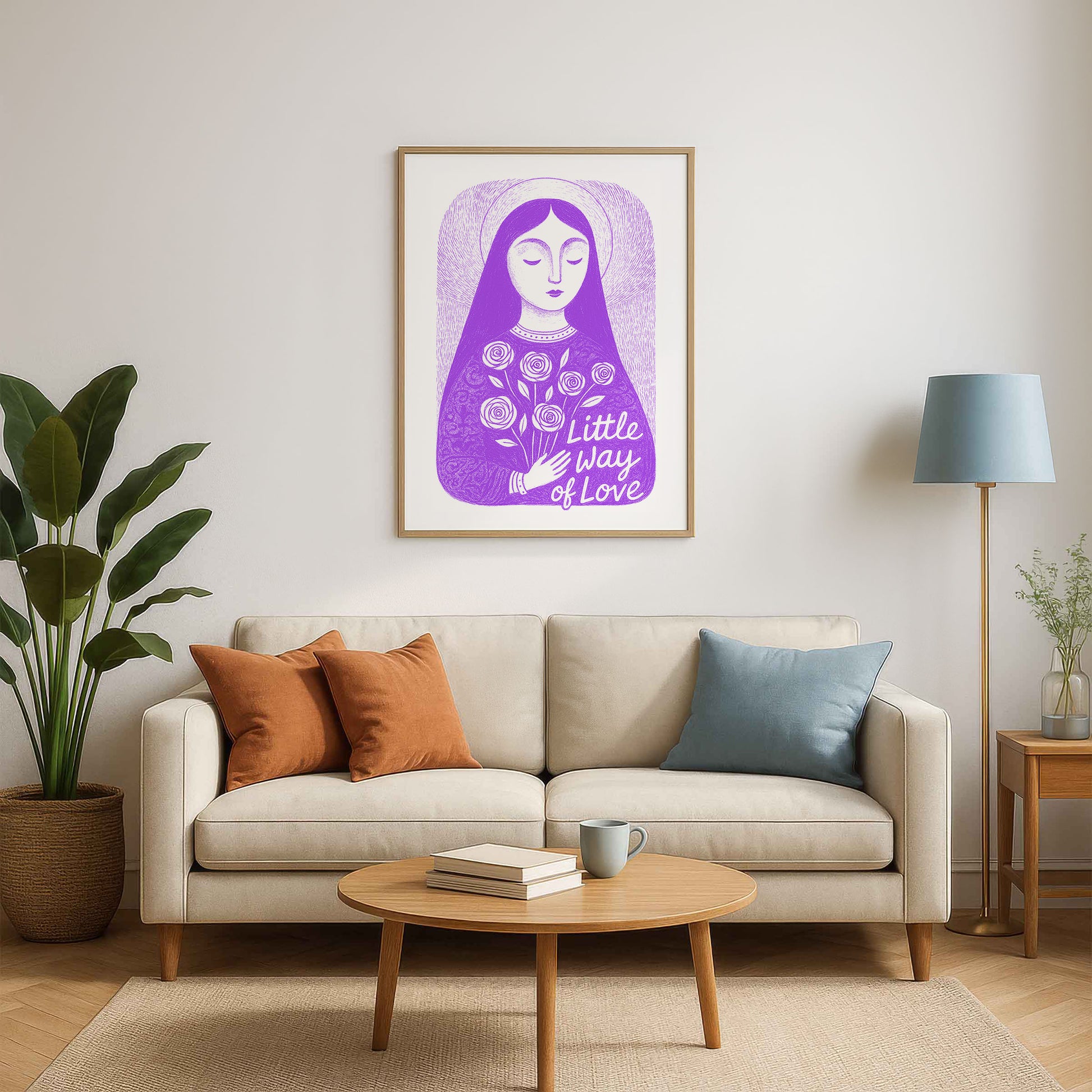 St Therese of Lisieux Art Print - Purple interior mockup 05 - p_15_ter_0002_Layer 1