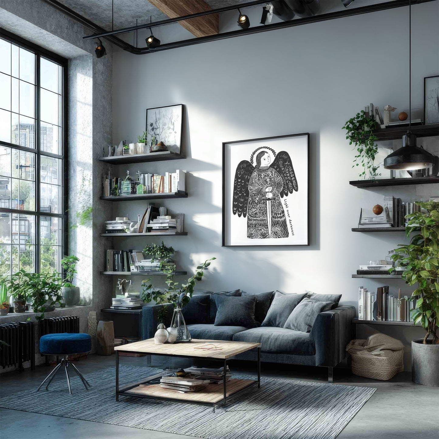 St Michael the Archangel Art Print - Black interior mockup 03 - p_16_am_0000_Layer 5