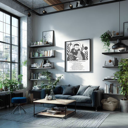 St Francis with Cat Art Print - Black interior mockup 04 - p_16_franc_cat_0000_Layer 5