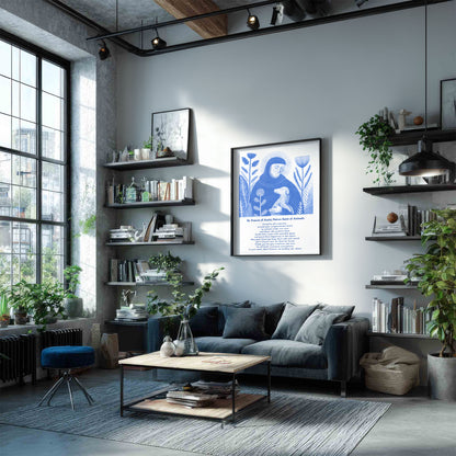 St Francis with Dog Art Print - Blue interior mockup 04 - p_16_franc_dog_0001_Layer 4