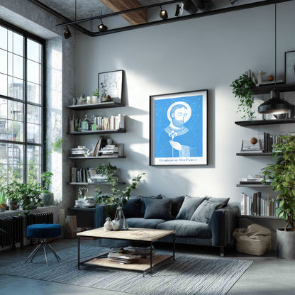 St Joseph Art Print - Deep Blue interior mockup 04 - p_16_jos_0000_Layer 3