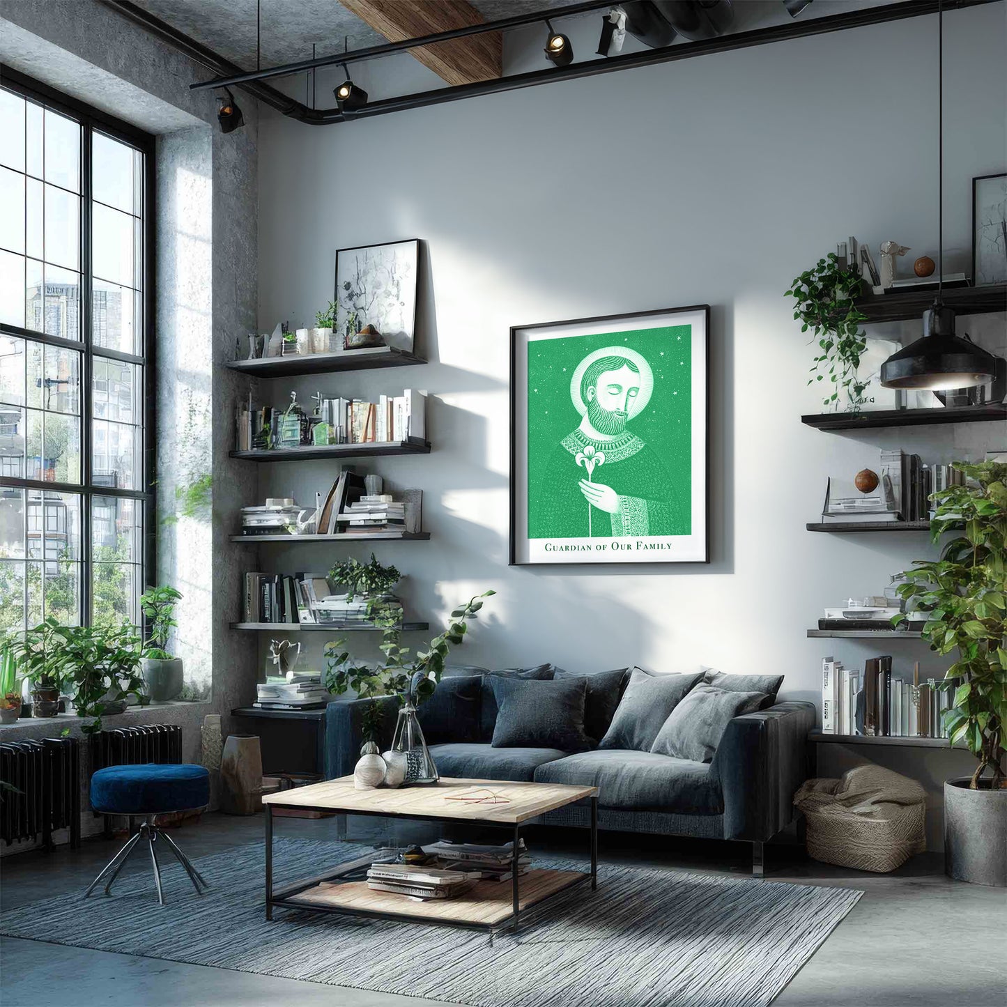 St Joseph Art Print - Green interior mockup 04 - p_16_jos_0001_Layer 4