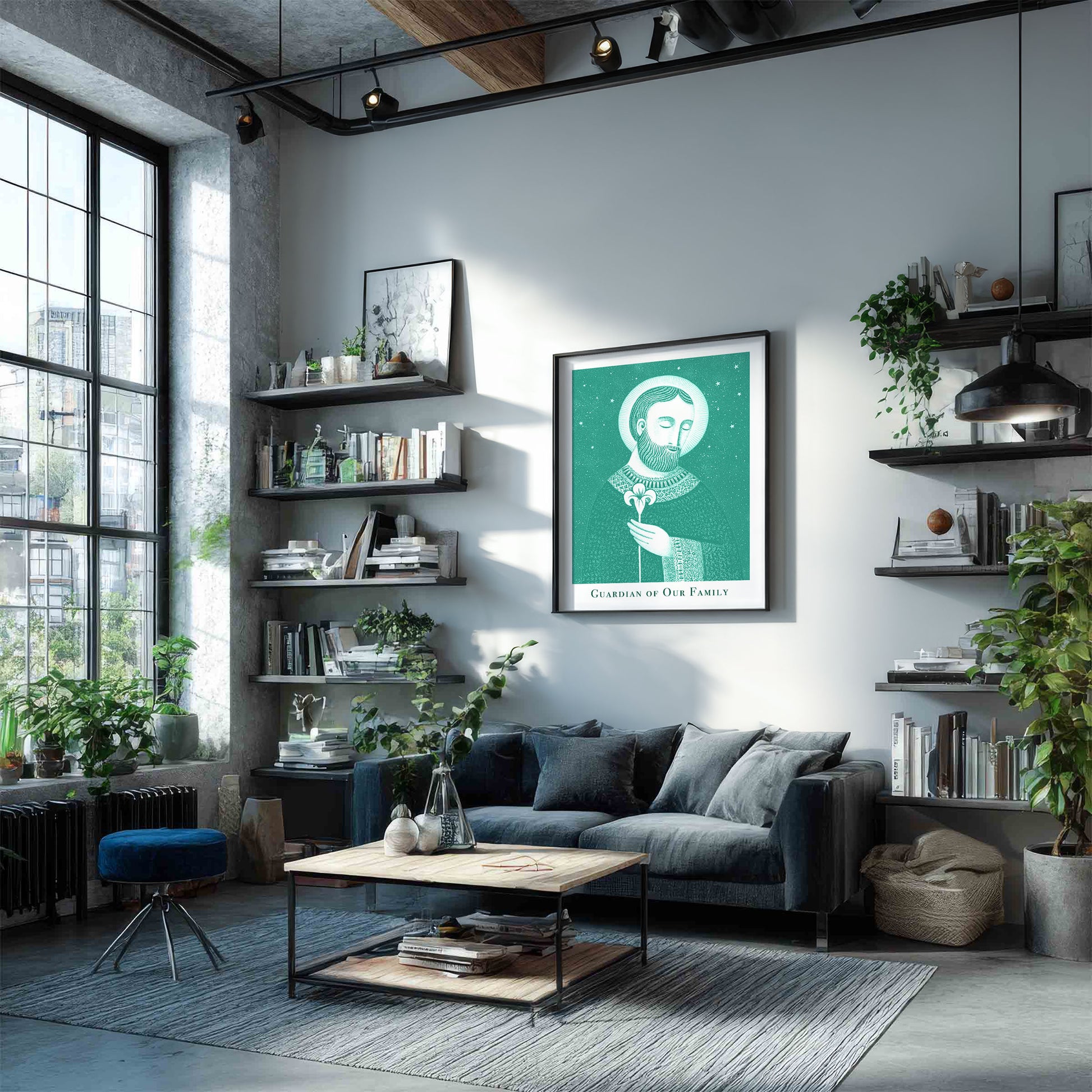 St Joseph Art Print - Teal interior mockup 04 - p_16_jos_0002_Layer 2
