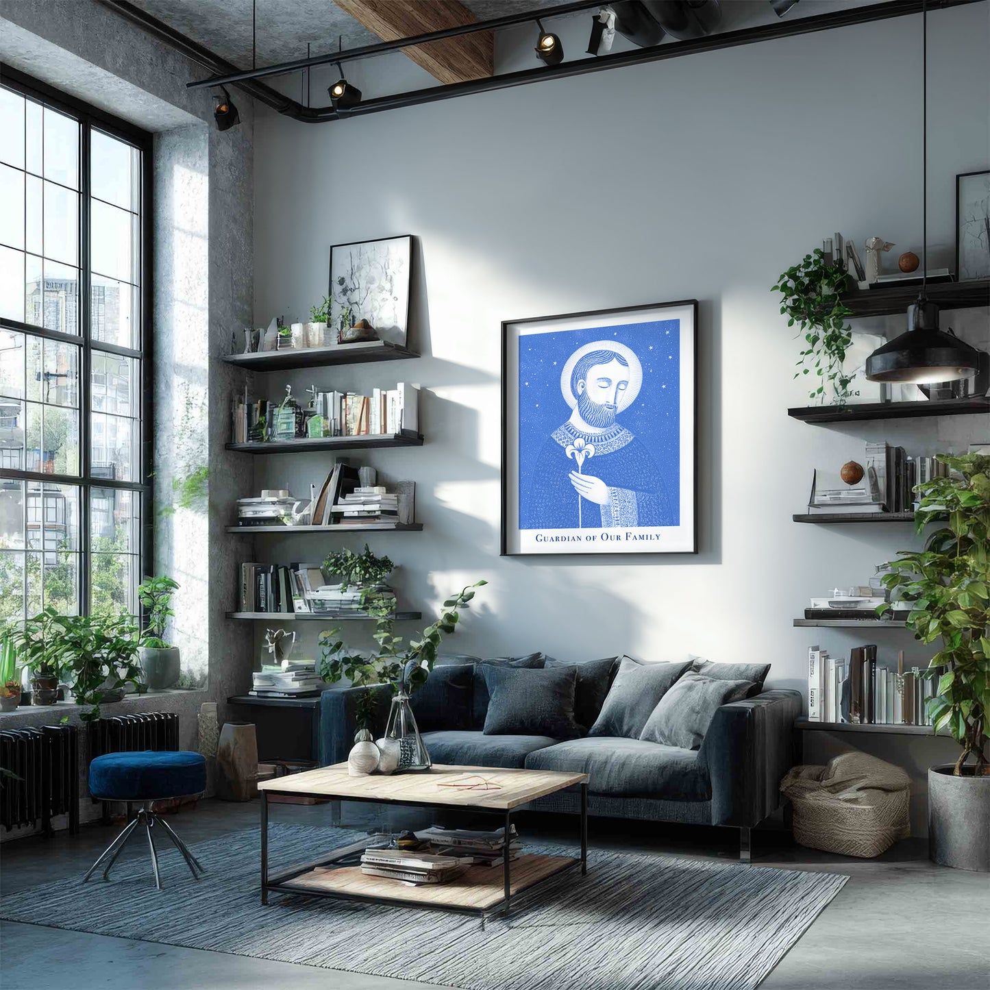 St Joseph Art Print - Blue interior mockup 03 - p_16_jos_0003_Layer 1