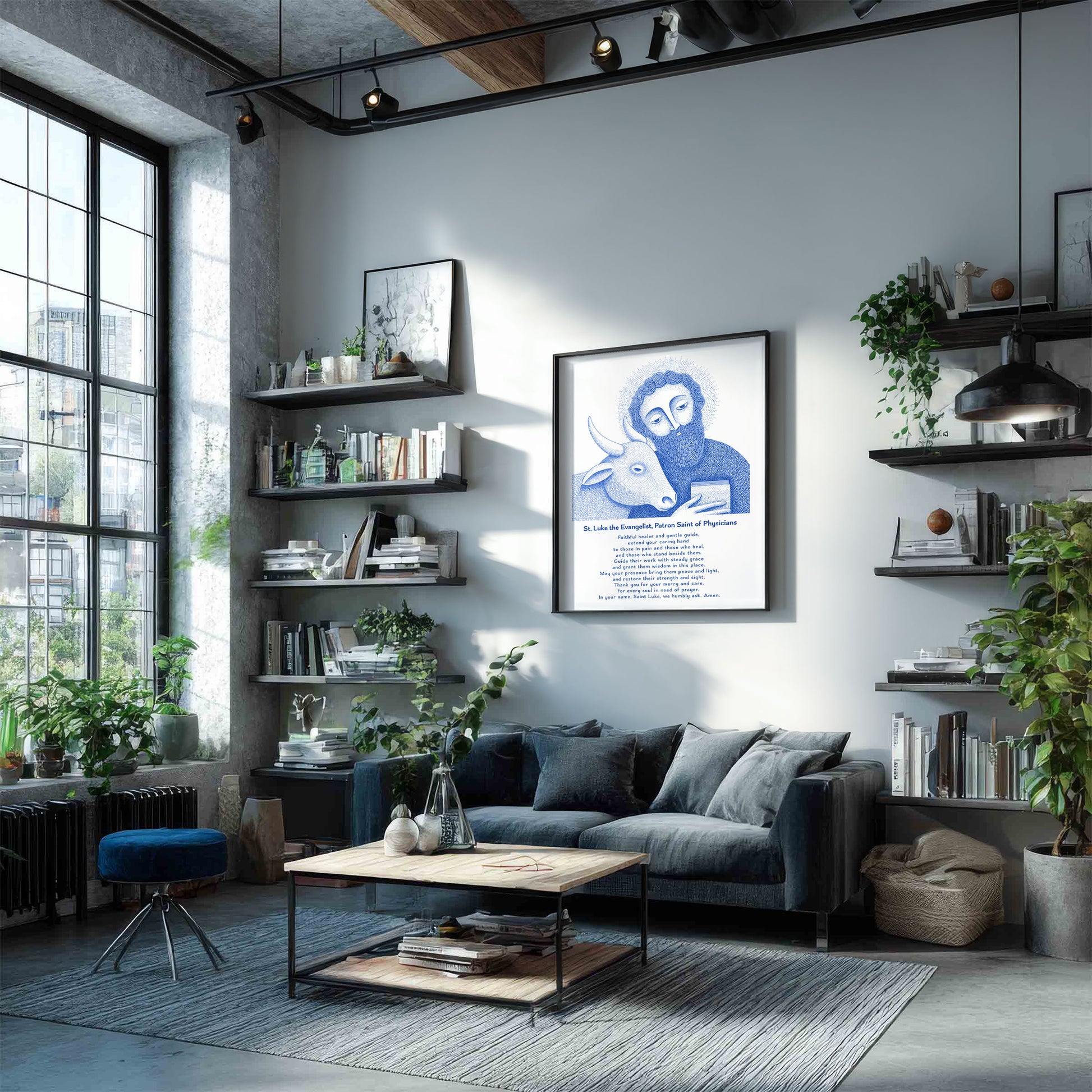 St Luke Art Print - Blue interior mockup 02 - p_16_loft_0003_Layer 4