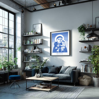 St Anthony Art Print - Blue interior mockup 02 - p_16_loft_0005_Layer 6