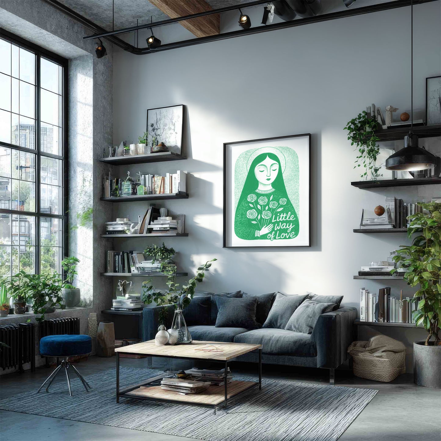 St Therese of Lisieux Art Print - Green interior mockup 04 - p_16_ter_0001_Layer 4