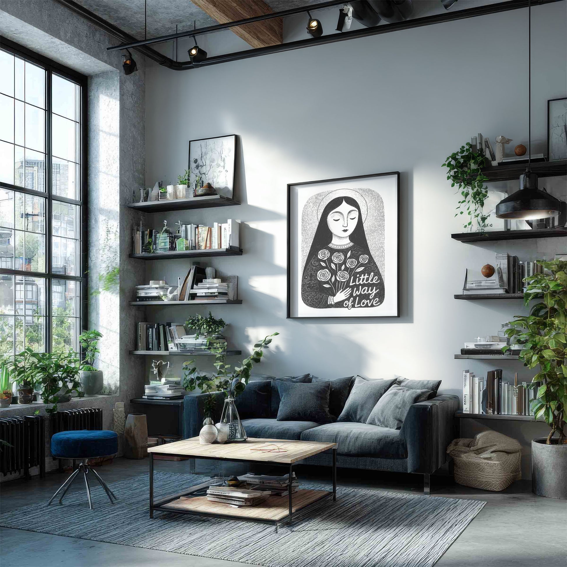 St Therese of Lisieux Art Print - Black interior mockup 03 - p_16_ter_0003_Layer 2