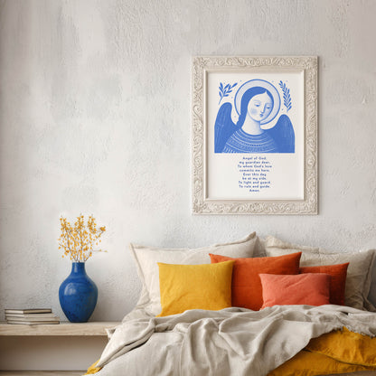 Guardian Angel for Girls Art Print - Blue interior mockup 04 - p_17_girl_0000_Layer 1