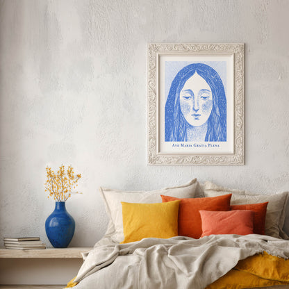 Virgin Mary Art Print - Blue interior mockup 04 - p_17_maria_0000_Layer 1