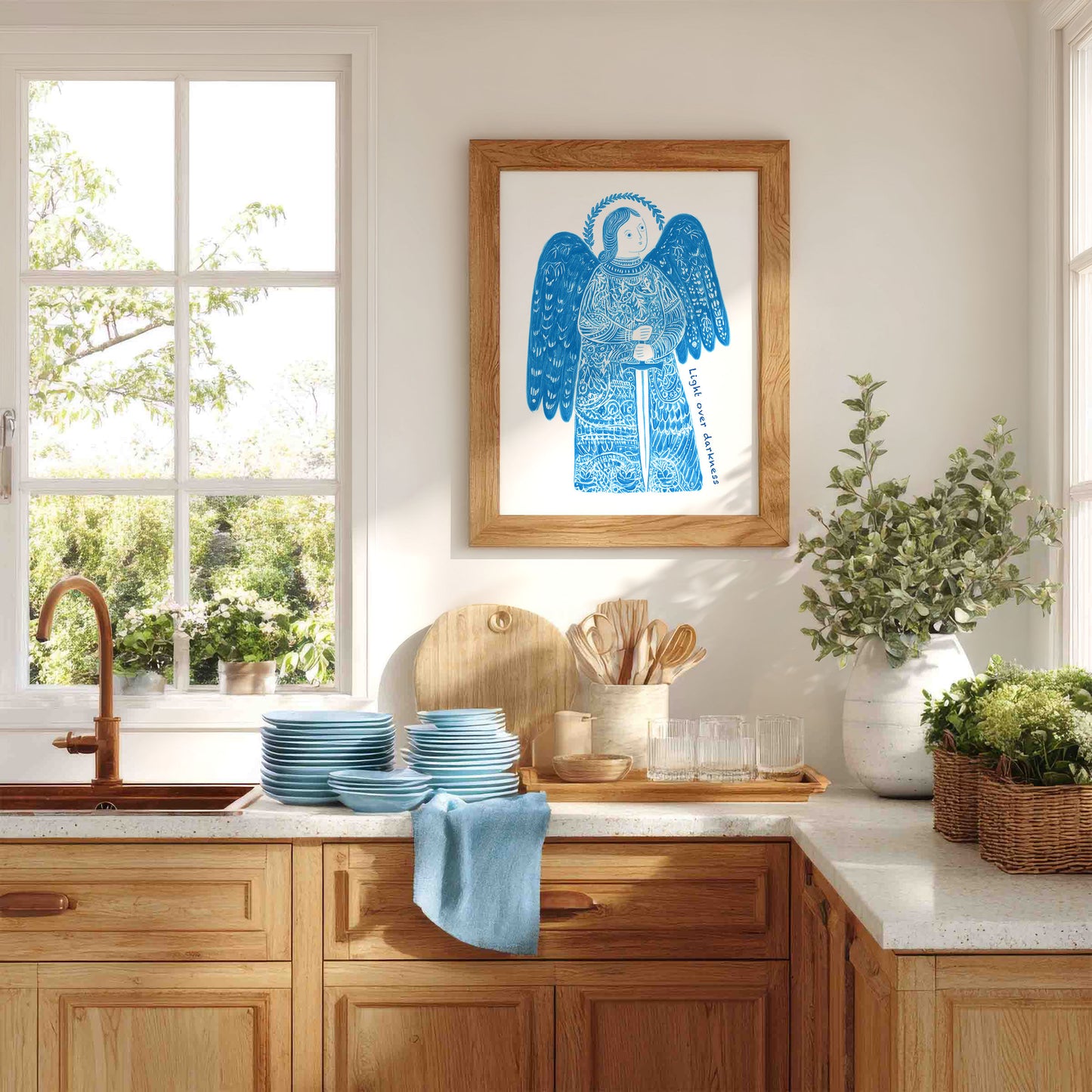 St Michael the Archangel Art Print - Deep Blue interior mockup 05 - p_18_am_0000_Layer 2