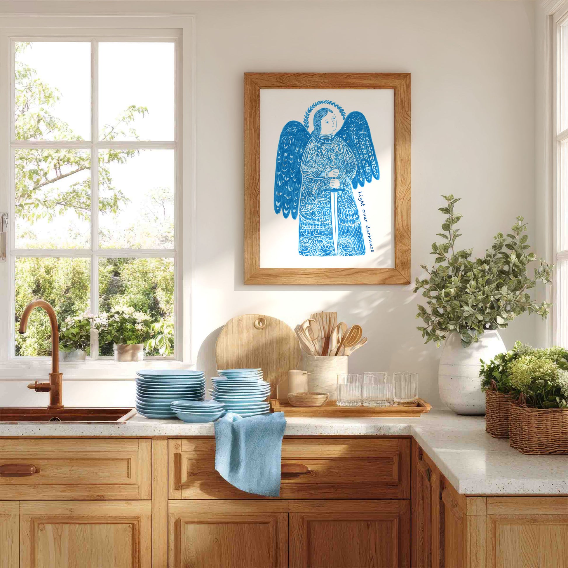 St Michael the Archangel Art Print - Deep Blue interior mockup 05 - p_18_am_0000_Layer 2